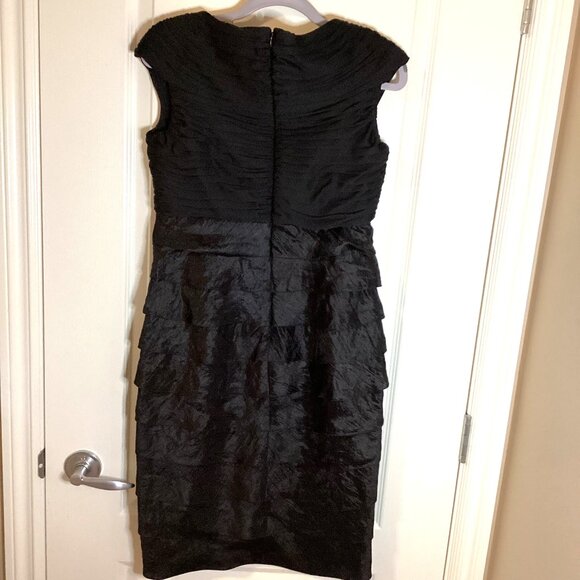 Adrianna Papell Women's Black Tiered Ruffled Sleeveless Dress Evening Wear - Picture 4 of 9